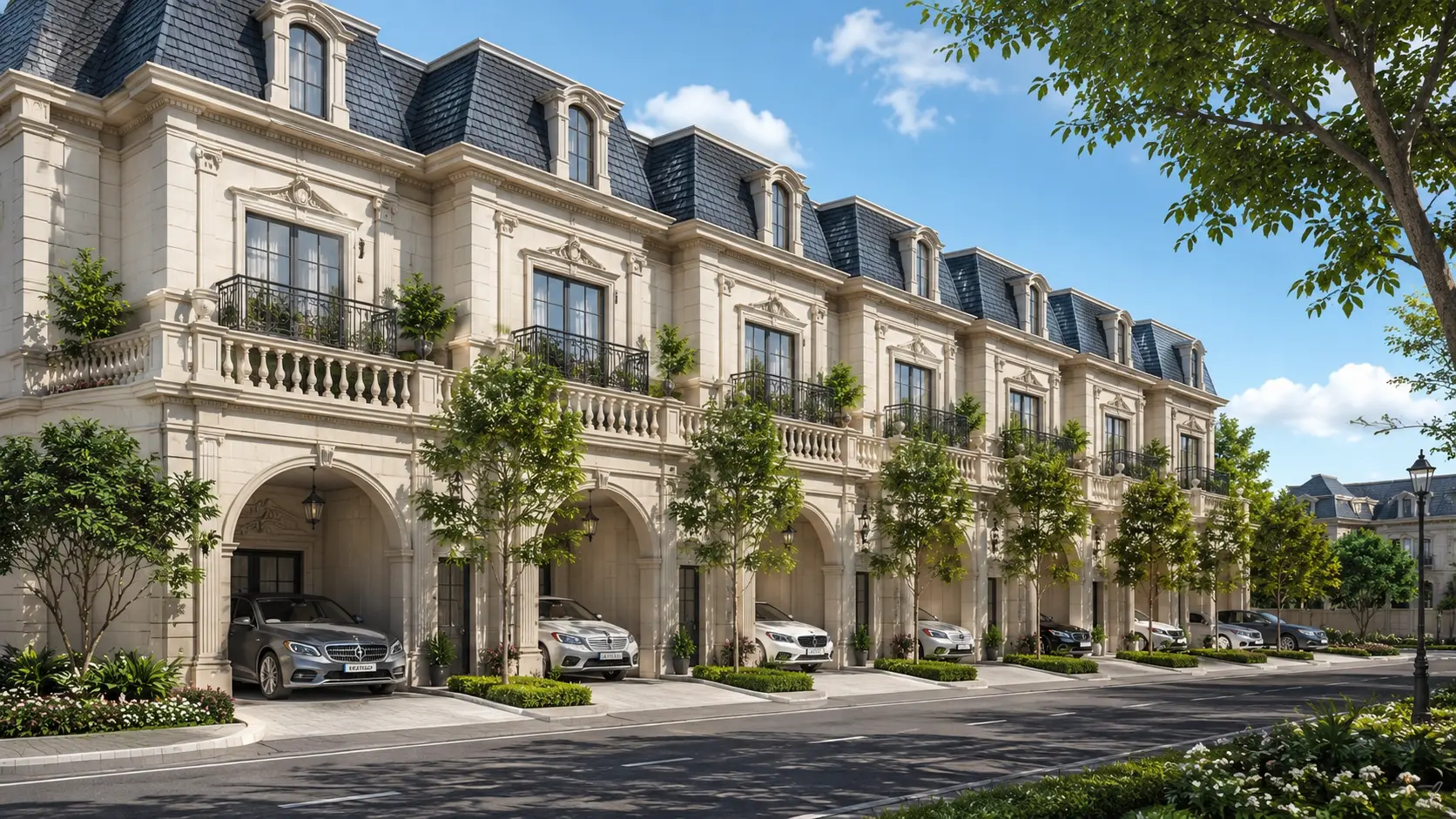 Godrej Row Houses facade — G+2 row house elevation on Soukya Road